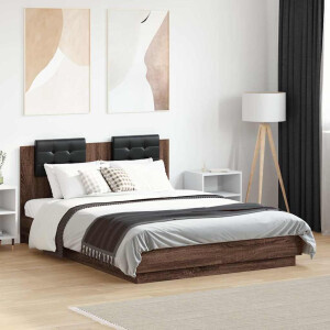 vidaXL Bedframe met hoofdeinde bruin eikenkleurig 120x190 cm