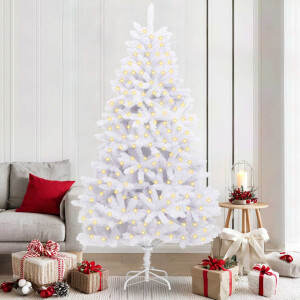 vidaXL Kunstkerstboom met 300 LED Wit 210 cm PVC en Metaal