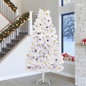 vidaXL Kunstkerstboom Wit 138 x 138 x 300 cm PVC en Metaal