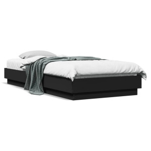 vidaXL Bedframe bewerkt hout zwart 100x200 cm