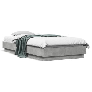 vidaXL Bedframe bewerkt hout betongrijs 100x200 cm