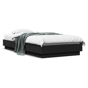vidaXL Bedframe bewerkt hout zwart 75x190 cm