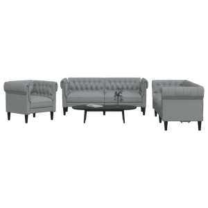 vidaXL 3-delige Loungeset stof lichtgrijs