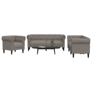 vidaXL 3-delige Loungeset stof taupe