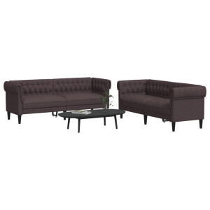 vidaXL 2-delige Loungeset stof donkerbruin
