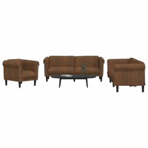 vidaXL 3-delige Loungeset fluweel bruin