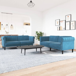vidaXL 2-delige Loungeset fluweel blauw