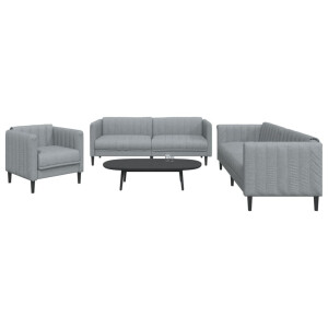 vidaXL 3-delige Loungeset stof lichtgrijs