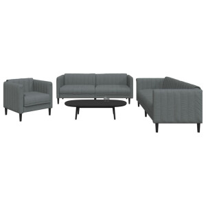 vidaXL 3-delige Loungeset stof donkergrijs