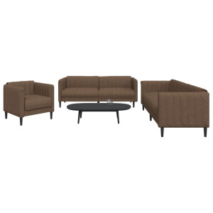 vidaXL 3-delige Loungeset stof bruin