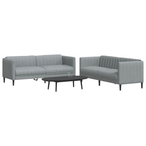 vidaXL 2-delige Loungeset stof lichtgrijs