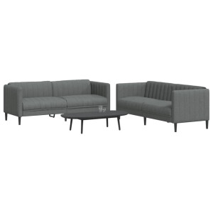 vidaXL 2-delige Loungeset stof donkergrijs