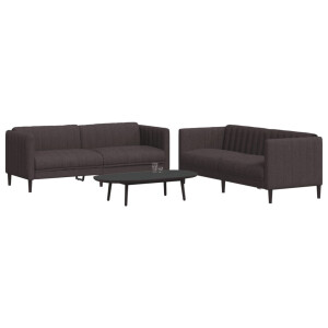 vidaXL 2-delige Loungeset stof donkerbruin