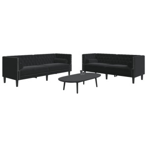 vidaXL 2-delige Loungeset Chesterfield met bolsters fluweel zwart