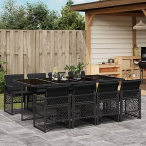vidaXL 9-delige Tuinset poly rattan zwart