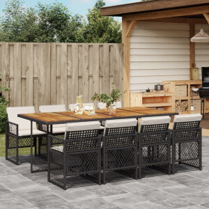 vidaXL 9-delige Tuinset poly rattan zwart