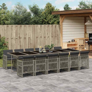 vidaXL 13-delige Tuinset met kussens poly rattan grijs