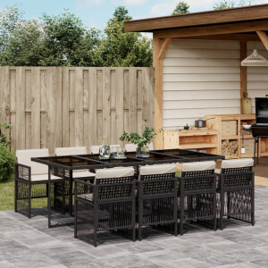 vidaXL 9-delige Tuinset poly rattan zwart