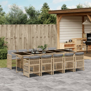 vidaXL 11-delige Tuinset met kussens poly rattan grijs