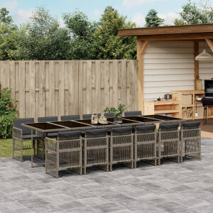 vidaXL 13-delige Tuinset met kussens poly rattan grijs