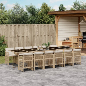 vidaXL 13-delige Tuinset met kussens poly rattan beige
