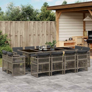 vidaXL 13-delige Tuinset met kussens poly rattan grijs