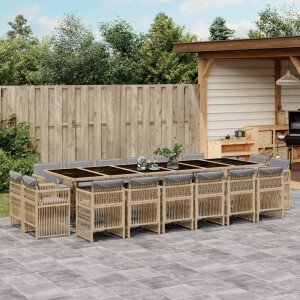 vidaXL 17-delige Tuinset met kussens poly rattan gemengd beige