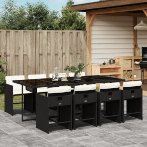 vidaXL 9-delige Tuinset poly rattan zwart
