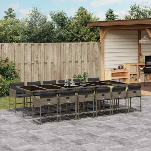 vidaXL 13-delige Tuinset met kussens poly rattan grijs