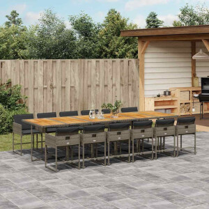 vidaXL 13-delige Tuinset met kussens poly rattan grijs