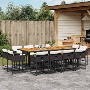 vidaXL 13-delige Tuinset met kussens poly rattan zwart