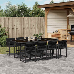 vidaXL 9-delige Tuinset poly rattan zwart