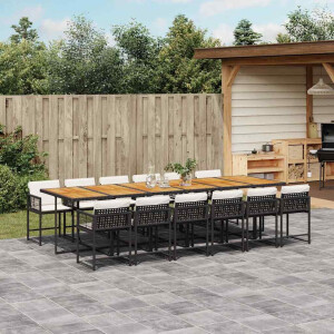 vidaXL 13-delige Tuinset met kussens poly rattan zwart