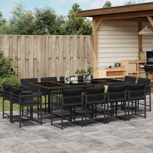 vidaXL 13-delige Tuinset met kussens poly rattan zwart