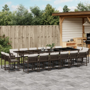 vidaXL 17-delige Tuinset met kussens poly rattan bruin