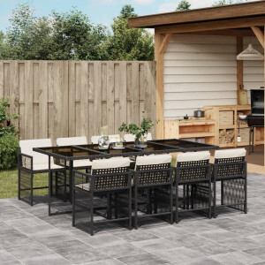 vidaXL 9-delige Tuinset poly rattan zwart