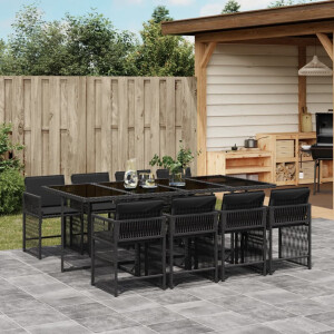vidaXL 9-delige Tuinset poly rattan zwart