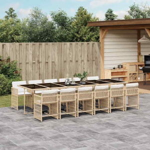 vidaXL 13-delige Tuinset met kussens poly rattan beige