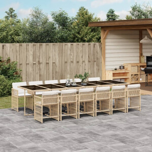 vidaXL 13-delige Tuinset met kussens poly rattan beige