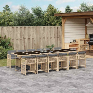 vidaXL 13-delige Tuinset met kussens poly rattan gemengd beige