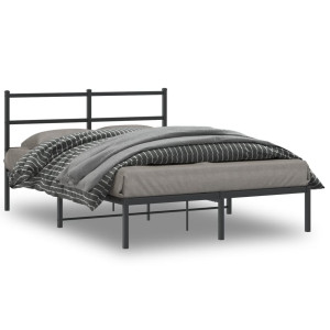 vidaXL Bedframe met hoofdbord metaal zwart 140x190 cm