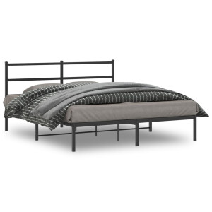 vidaXL Bedframe met hoofdbord metaal zwart 150x200 cm