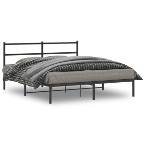 vidaXL Bedframe met hoofdbord metaal zwart 160x200 cm