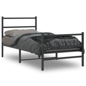 vidaXL Bedframe met hoofd- en voeteneinde metaal zwart 90x190 cm