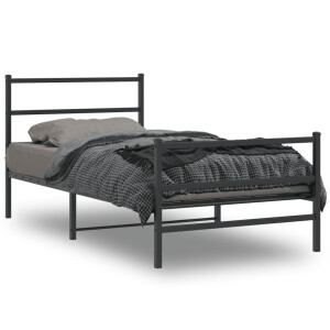 vidaXL Bedframe met hoofd- en voeteneinde metaal zwart 100x200 cm