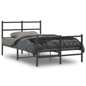 vidaXL Bedframe met hoofd- en voeteneinde metaal zwart 120x190 cm
