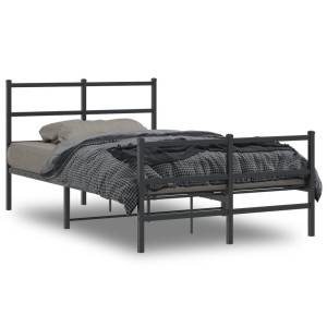 vidaXL Bedframe met hoofd- en voeteneinde metaal zwart 120x200 cm