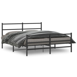 vidaXL Bedframe met hoofd- en voeteneinde metaal zwart 160x200 cm