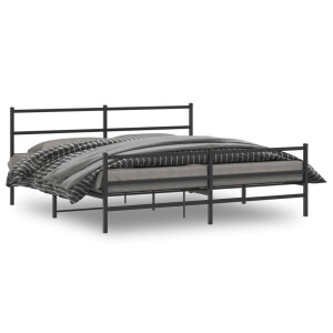 vidaXL Bedframe met hoofd- en voeteneinde metaal zwart 193x203 cm
