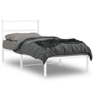 vidaXL Bedframe met hoofdbord metaal wit 90x190 cm